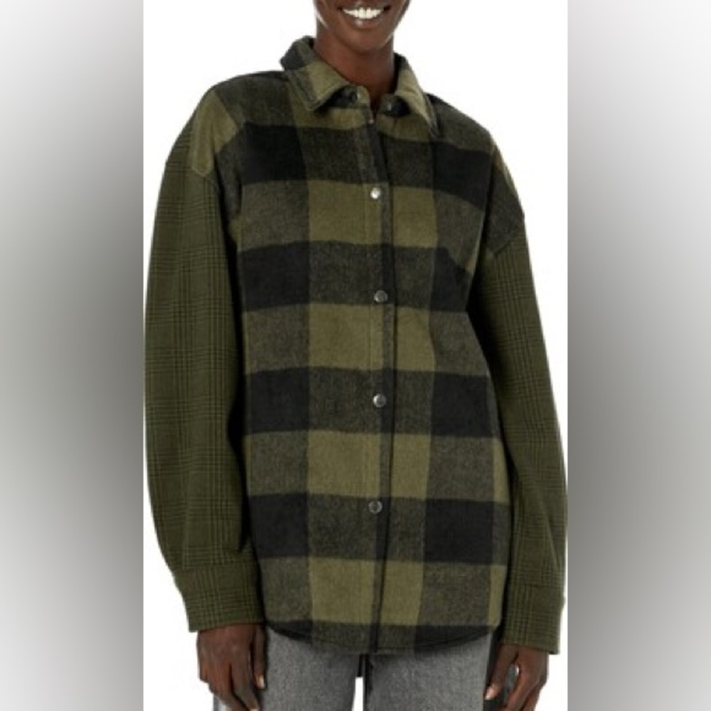 Steve Madden Sophia Plaid Flannel Button-Up‎ Shirt Jacket Shacket Small - Picture 3 of 4